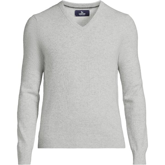 Land's End Gray Cashmere Sweater V Neck Men's - Picture 1 of 4